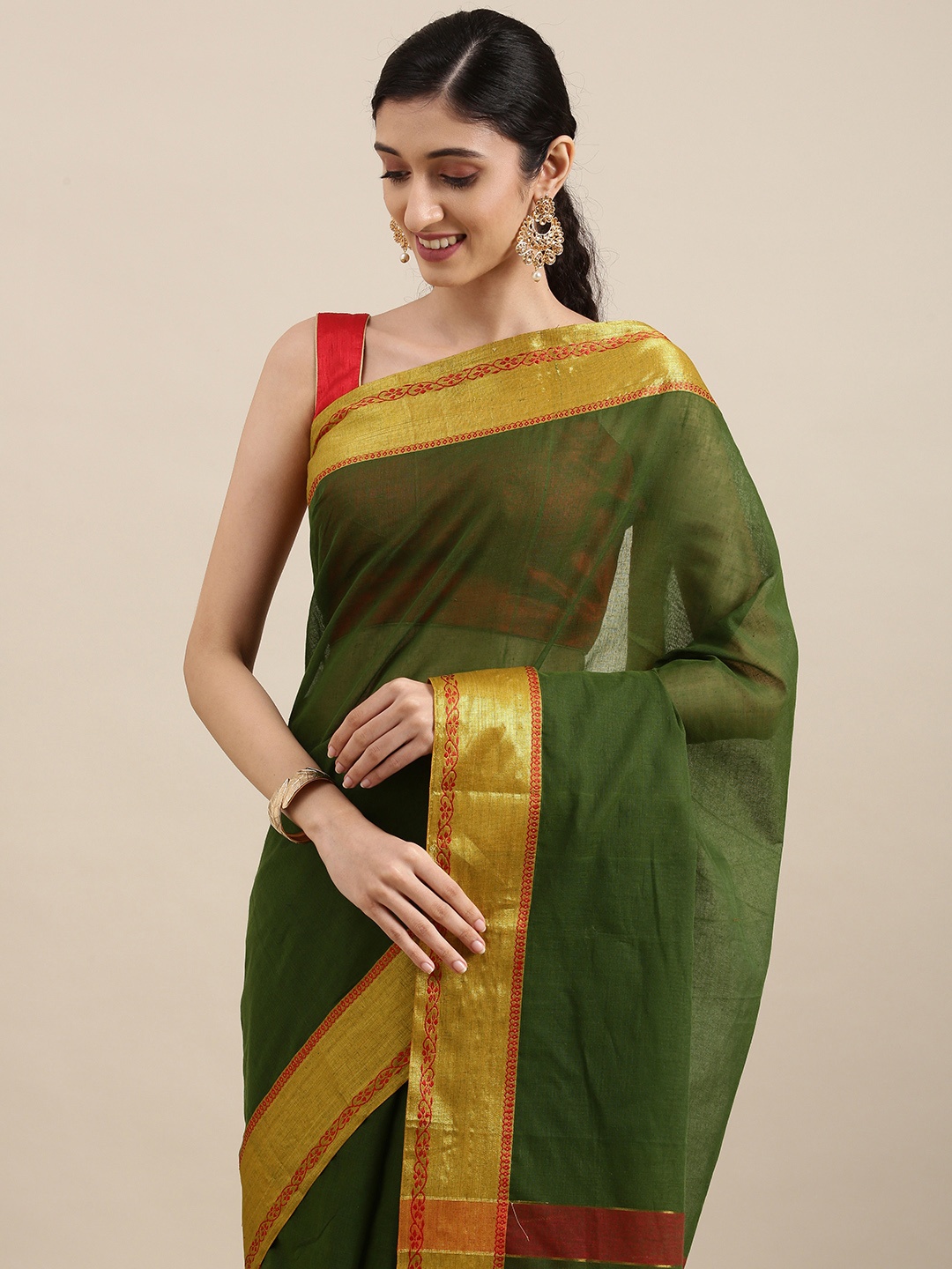 

KALINI Green Pure Cotton Saree