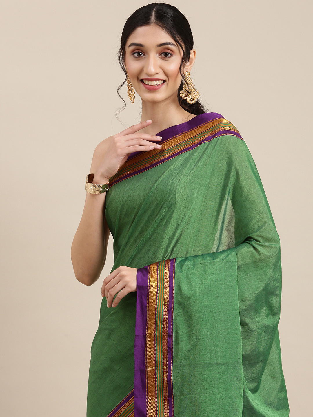 

KALINI Green Pure Cotton Saree