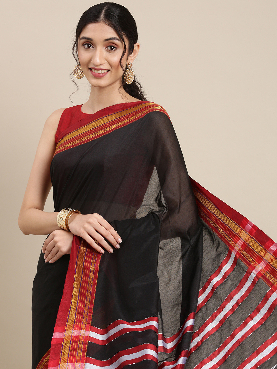 

KALINI Black Pure Cotton Saree