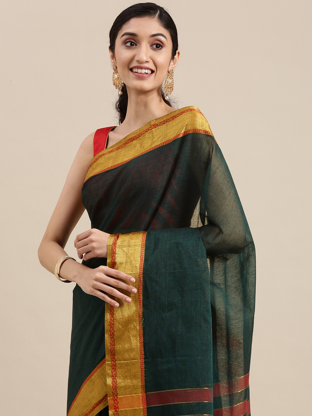 

KALINI Green Pure Cotton Saree