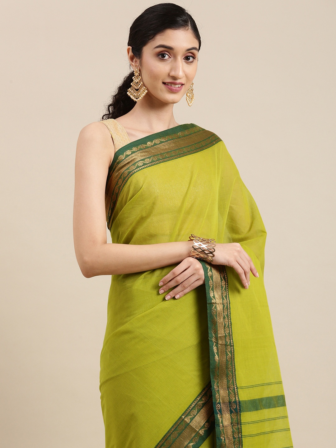 

KALINI Green Pure Cotton Saree