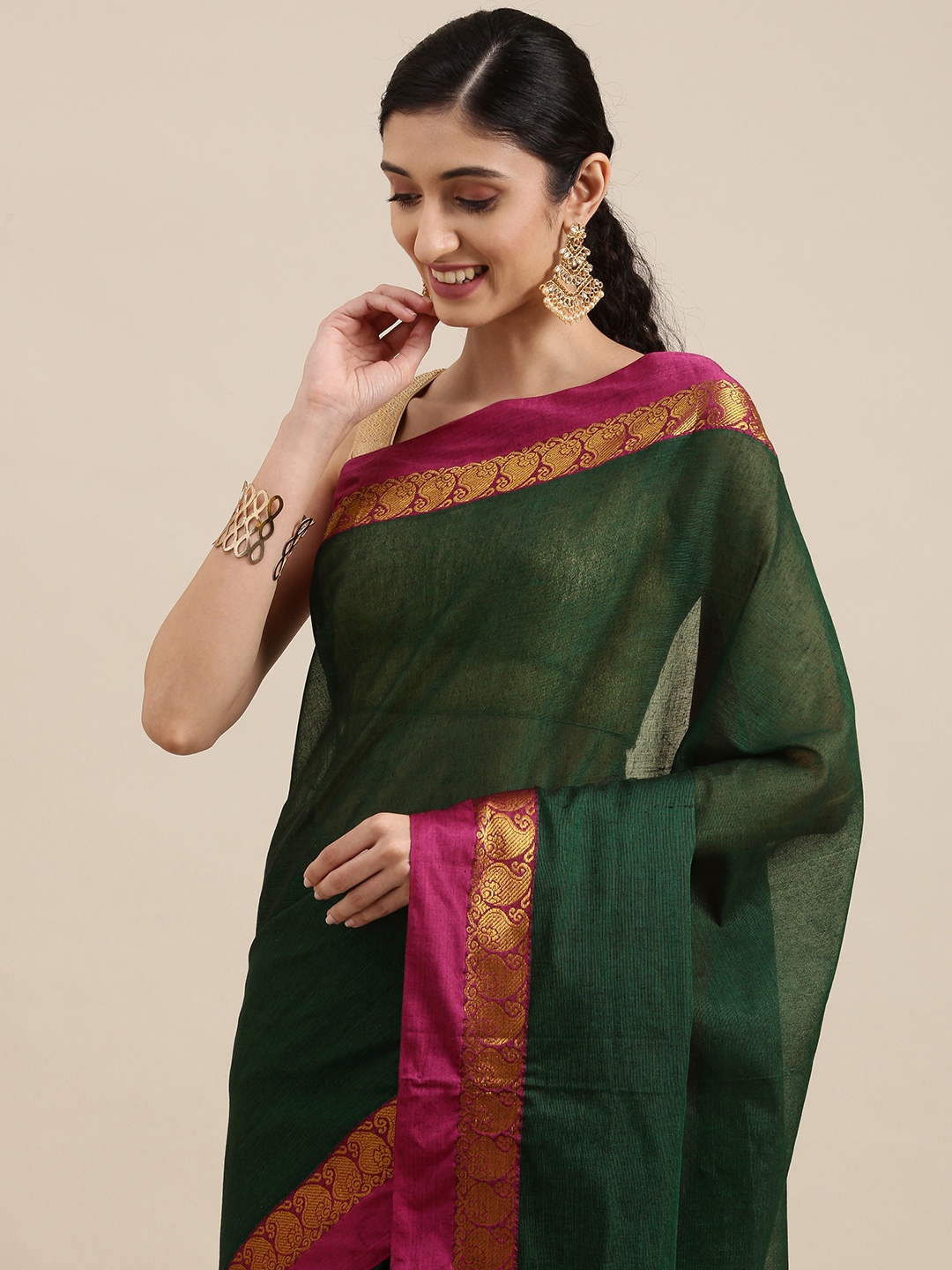 

KALINI Green Pure Cotton Saree