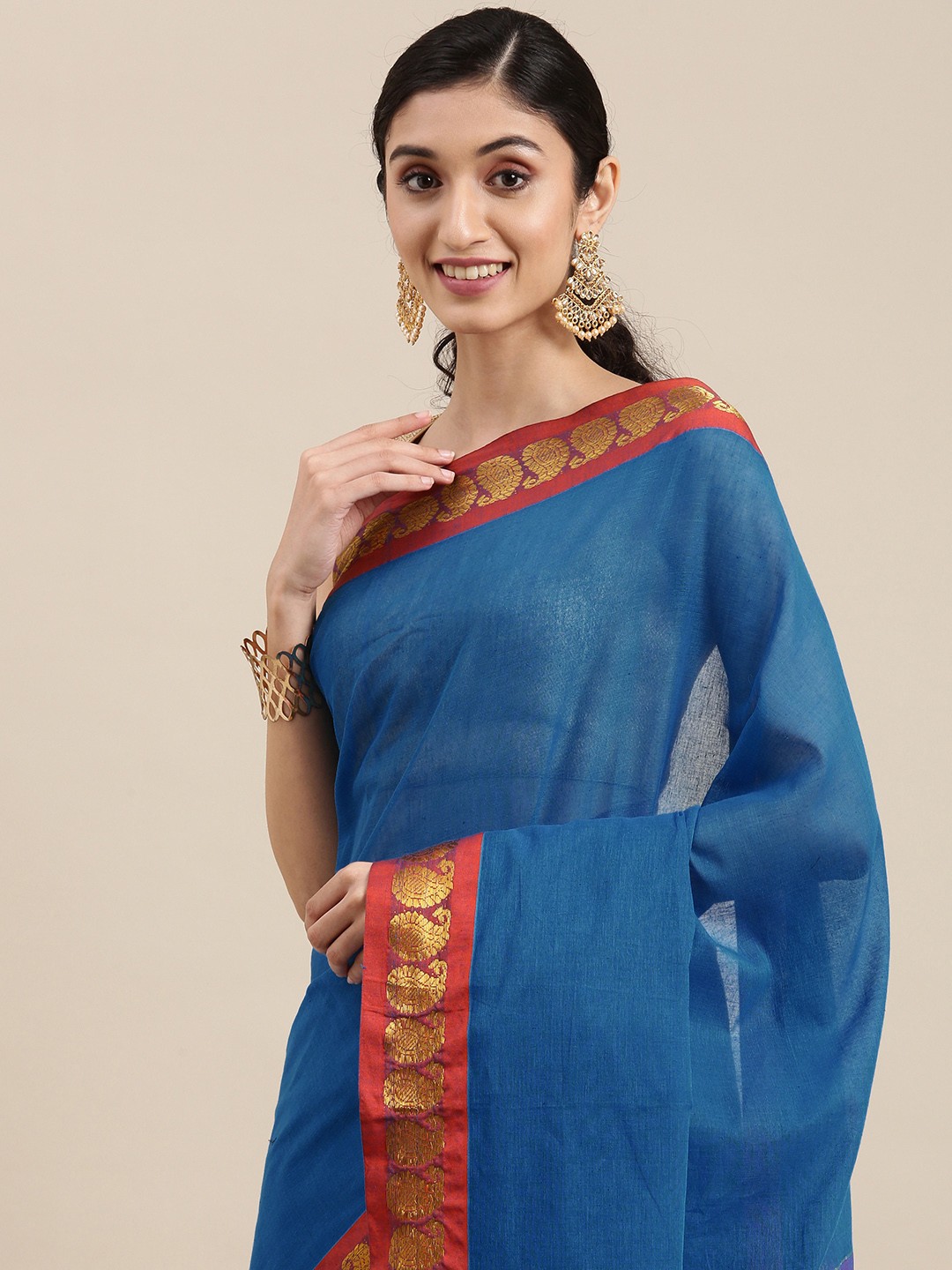 

KALINI Blue Pure Cotton Saree