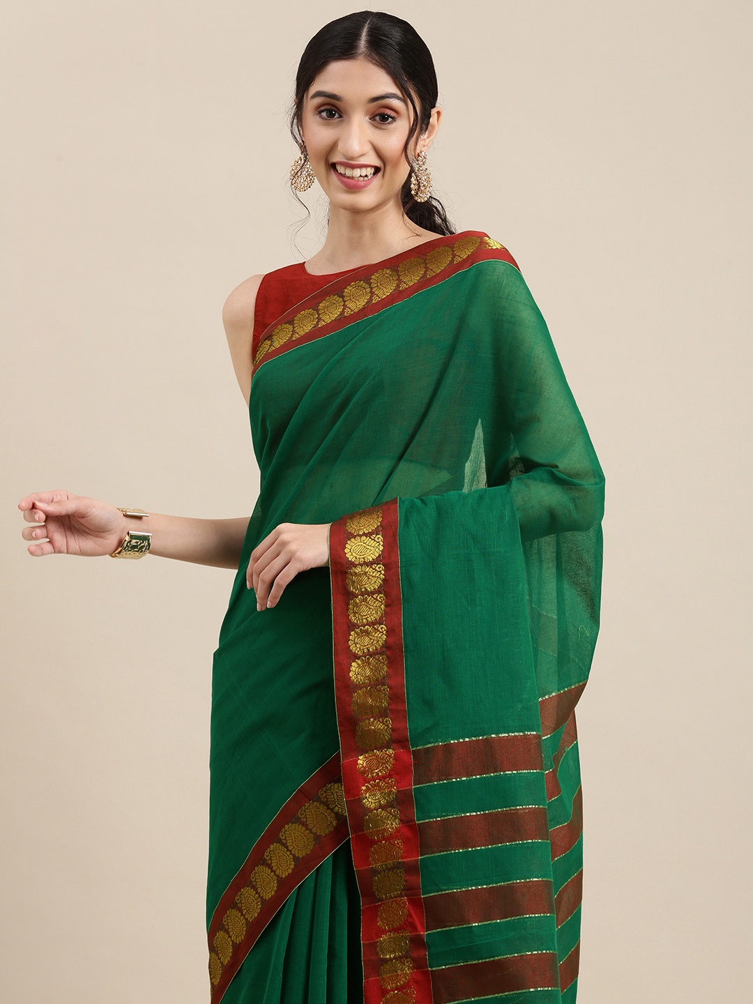 

KALINI Green Pure Cotton Saree