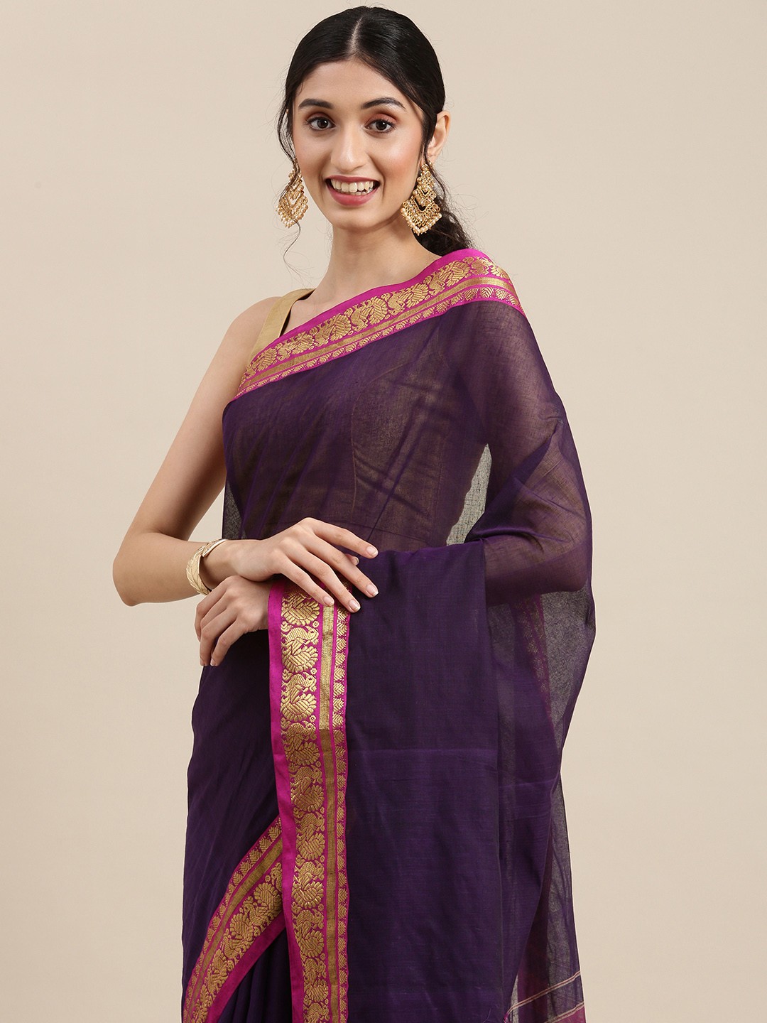 

KALINI Purple Pure Cotton Saree