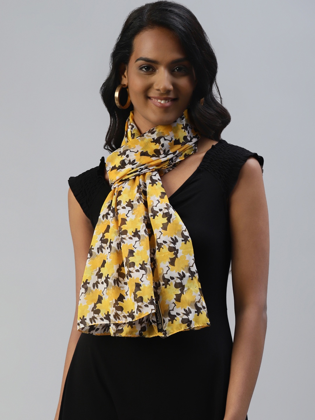 

WEAVERS VILLA Women Yellow Printed Scarf