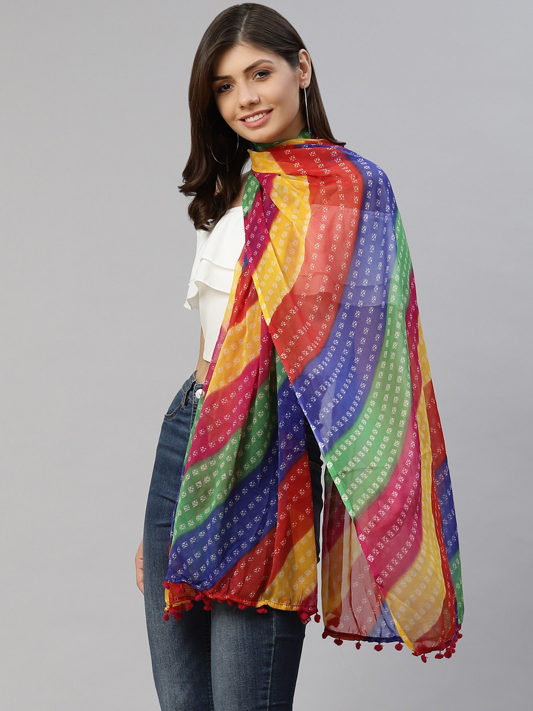 

WEAVERS VILLA Women Multicoloured Striped Stole, Multi