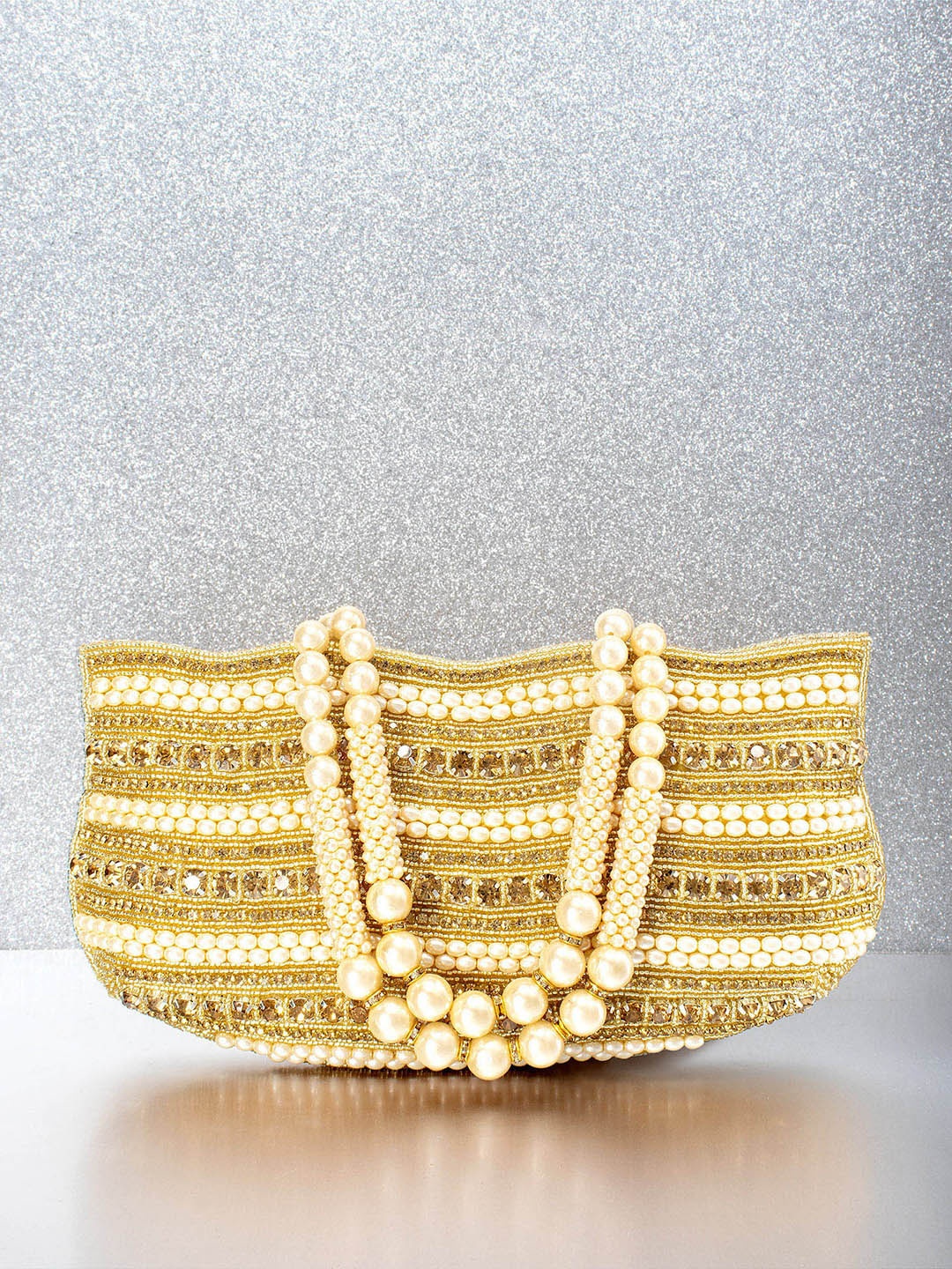 

Peora Gold-Toned Stone Studded Embellished Potli Clutch