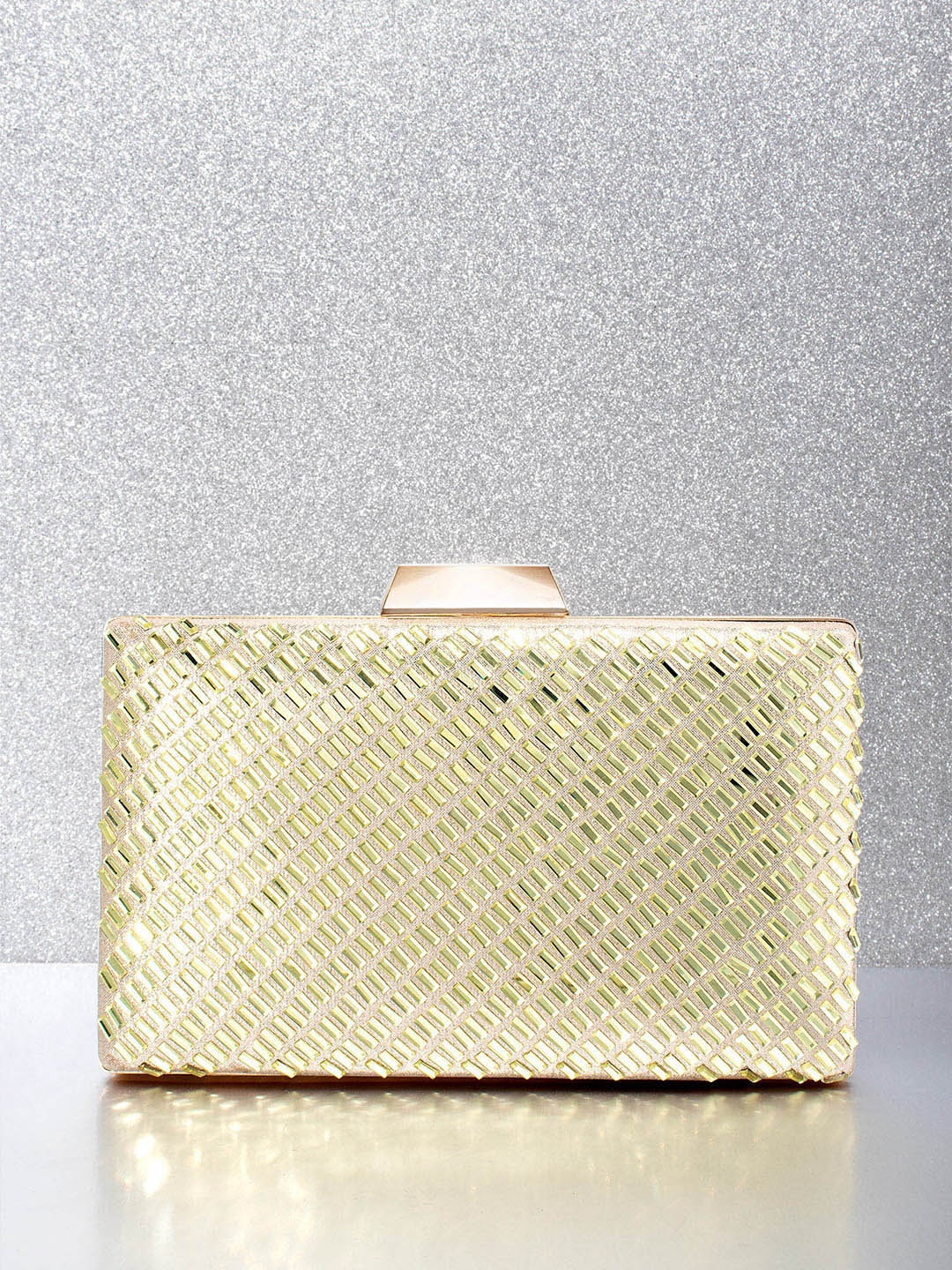 

Peora Gold-Toned Embellished Box Clutch
