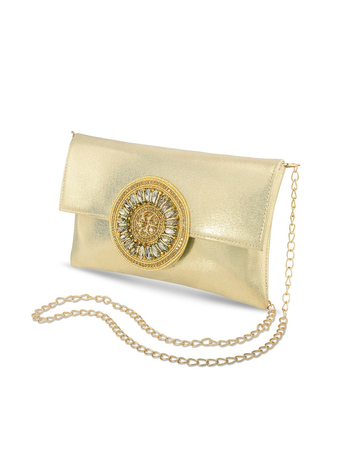 

Peora Gold-Toned Embellished Envelope Clutch