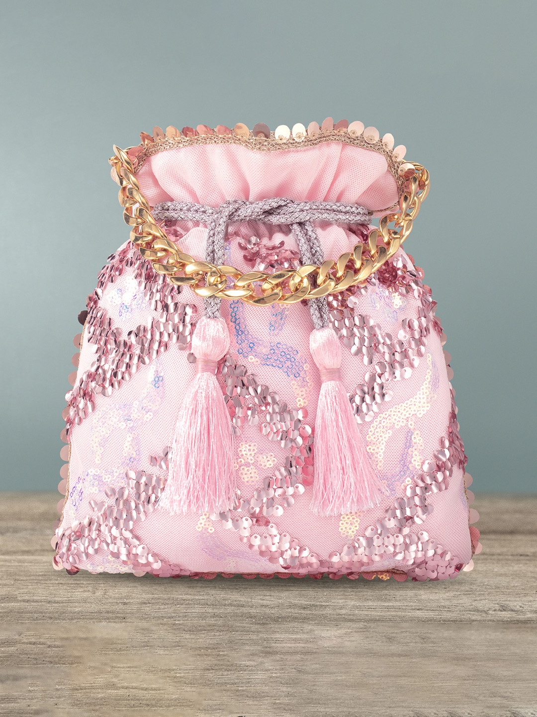 

Peora Pink Embellished Potli Clutch