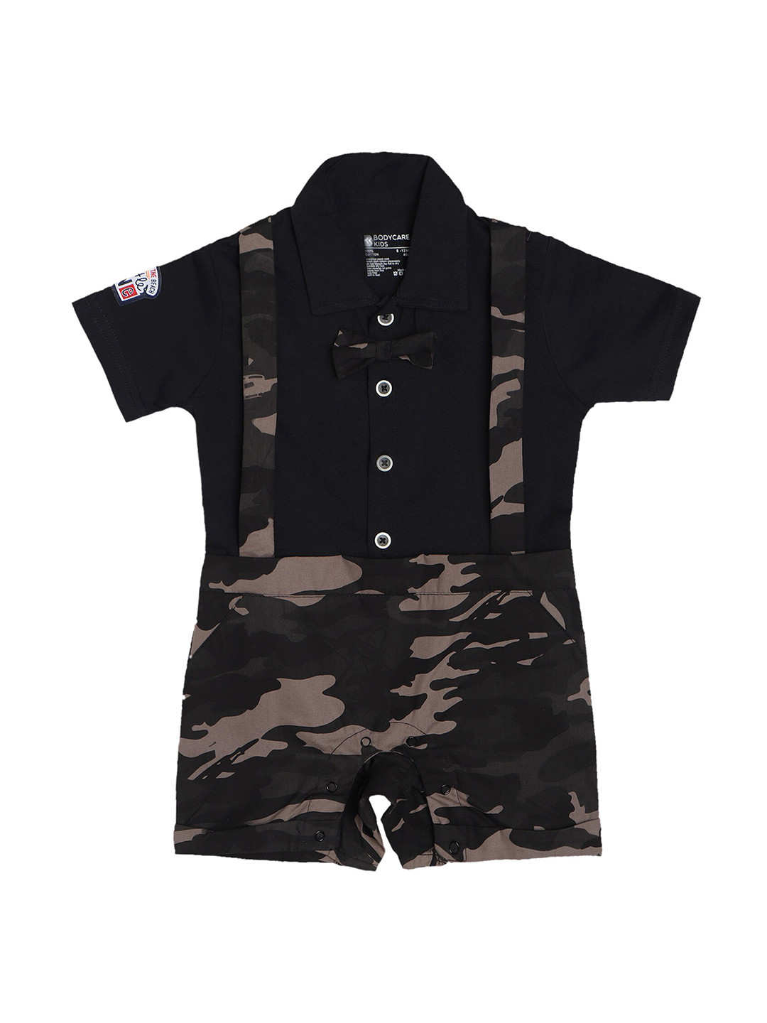 

Bodycare Kids Black & Fern Green Camouflage Printed Co-Ord Set With Bow