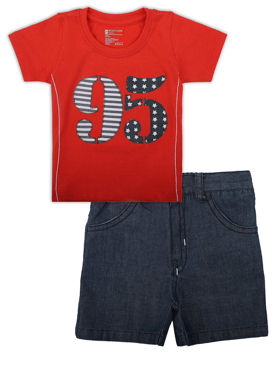 

Bodycare Kids Boys Red & Black Printed T-shirt with Shorts