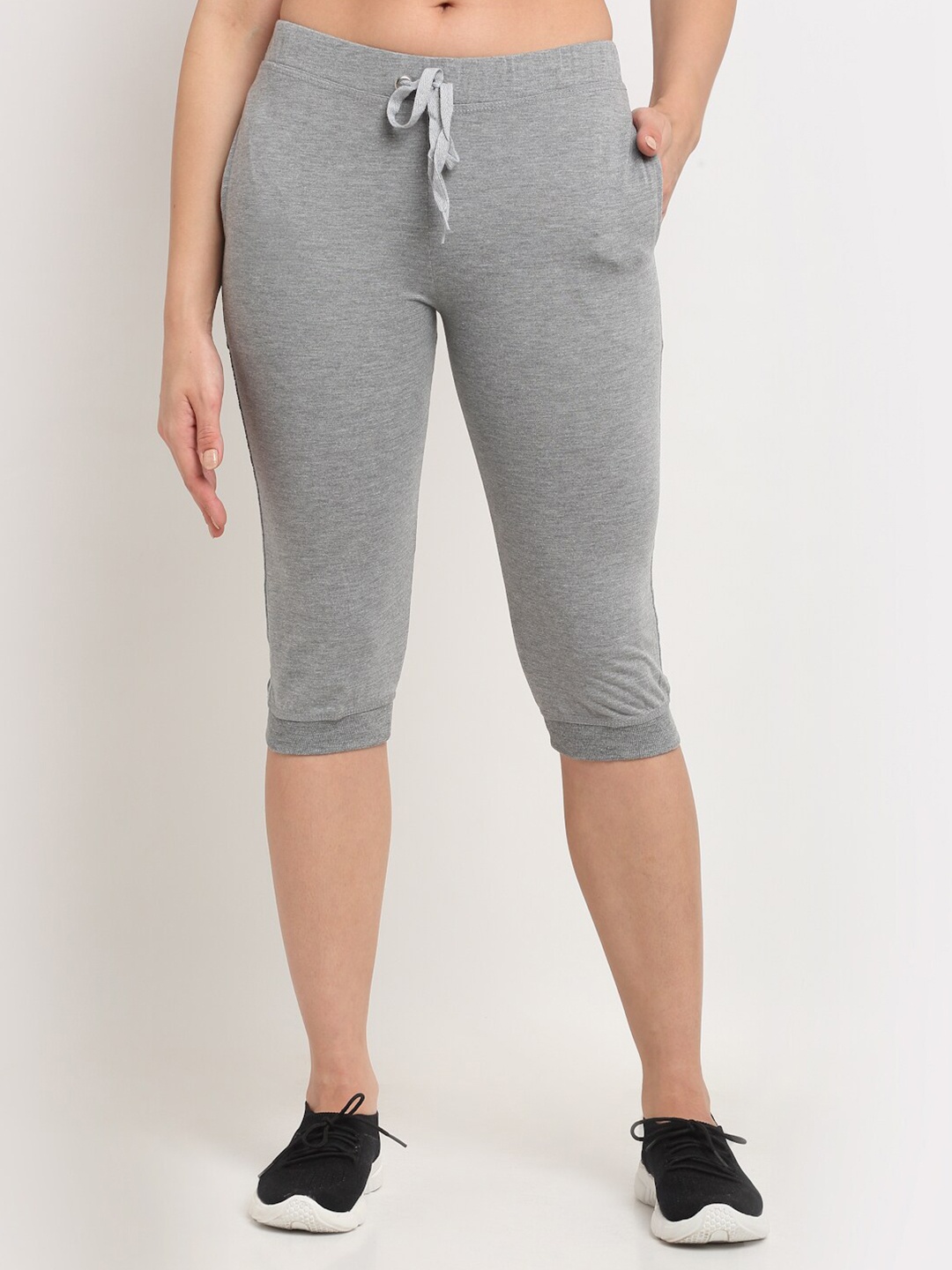 

VIMAL JONNEY Women Grey Solid Capris