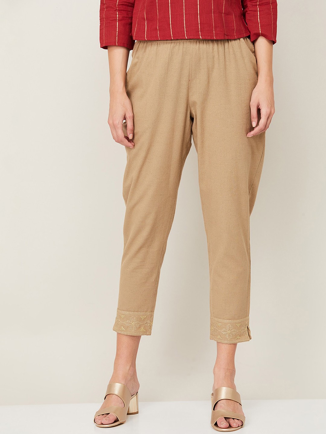 

Melange by Lifestyle Women Beige Cotton Regular Fit Trousers