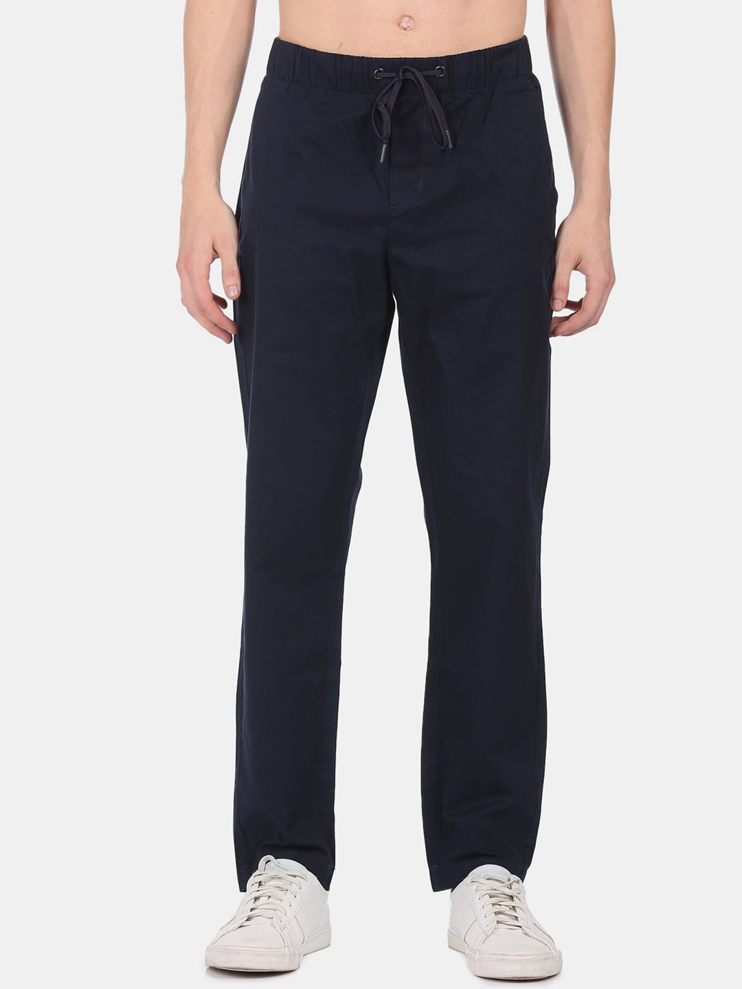 

Flying Machine Men Navy Blue Regular Fit Trousers