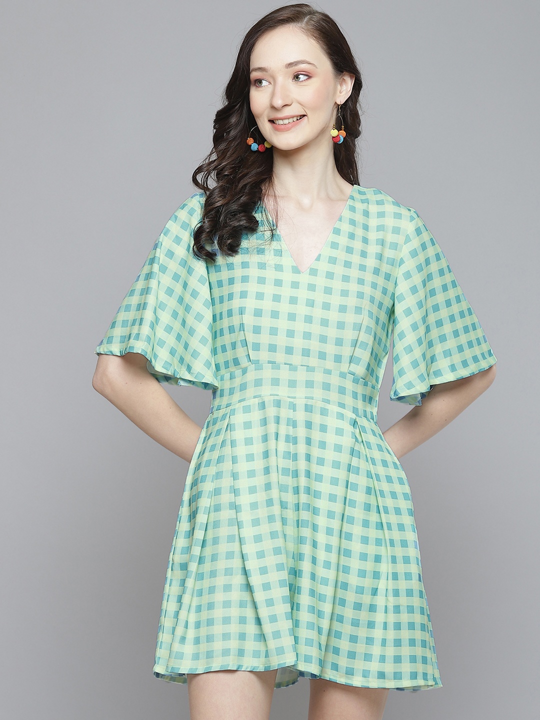 

SASSAFRAS Women Green Checked Playsuit