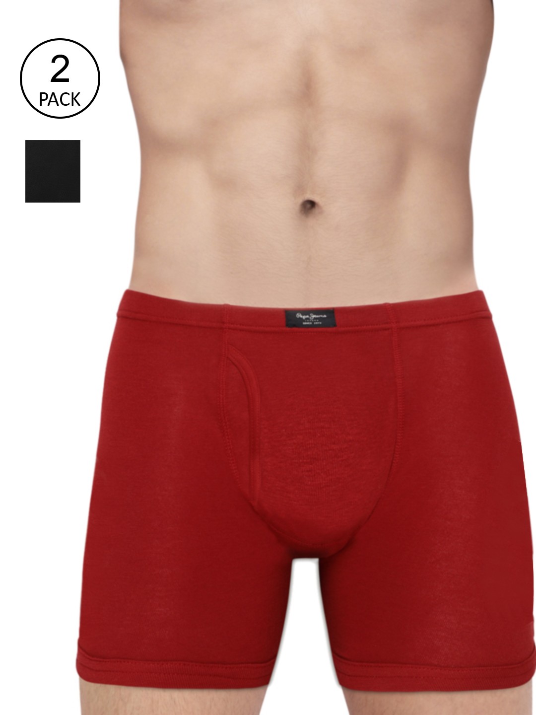 

Pepe Jeans Men Pack Of 2 Black & Red Solid Trunks CLT01