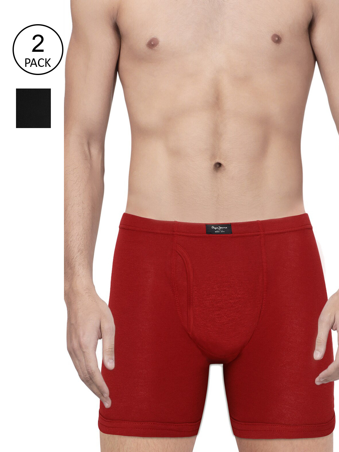 

Pepe Jeans Men Pack Of 2 Black & Red Solid Trunks CLT01
