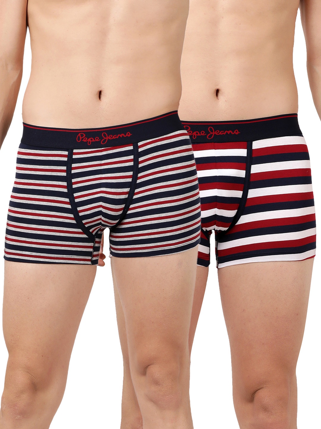 

Pepe Jeans Men Pack of 2 Striped Trunk, Multi