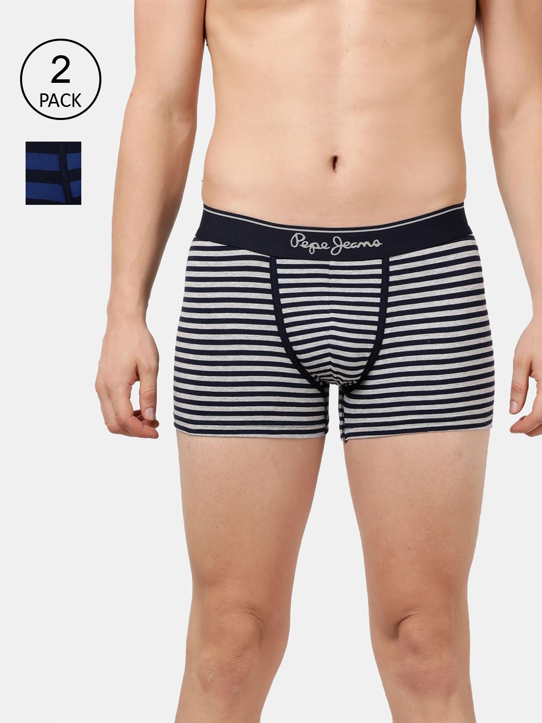 

Pepe Jeans Men Black & Blue Pack Of 2 Striped Trunks OPT10-STRIPE-3 & STRIPE-4