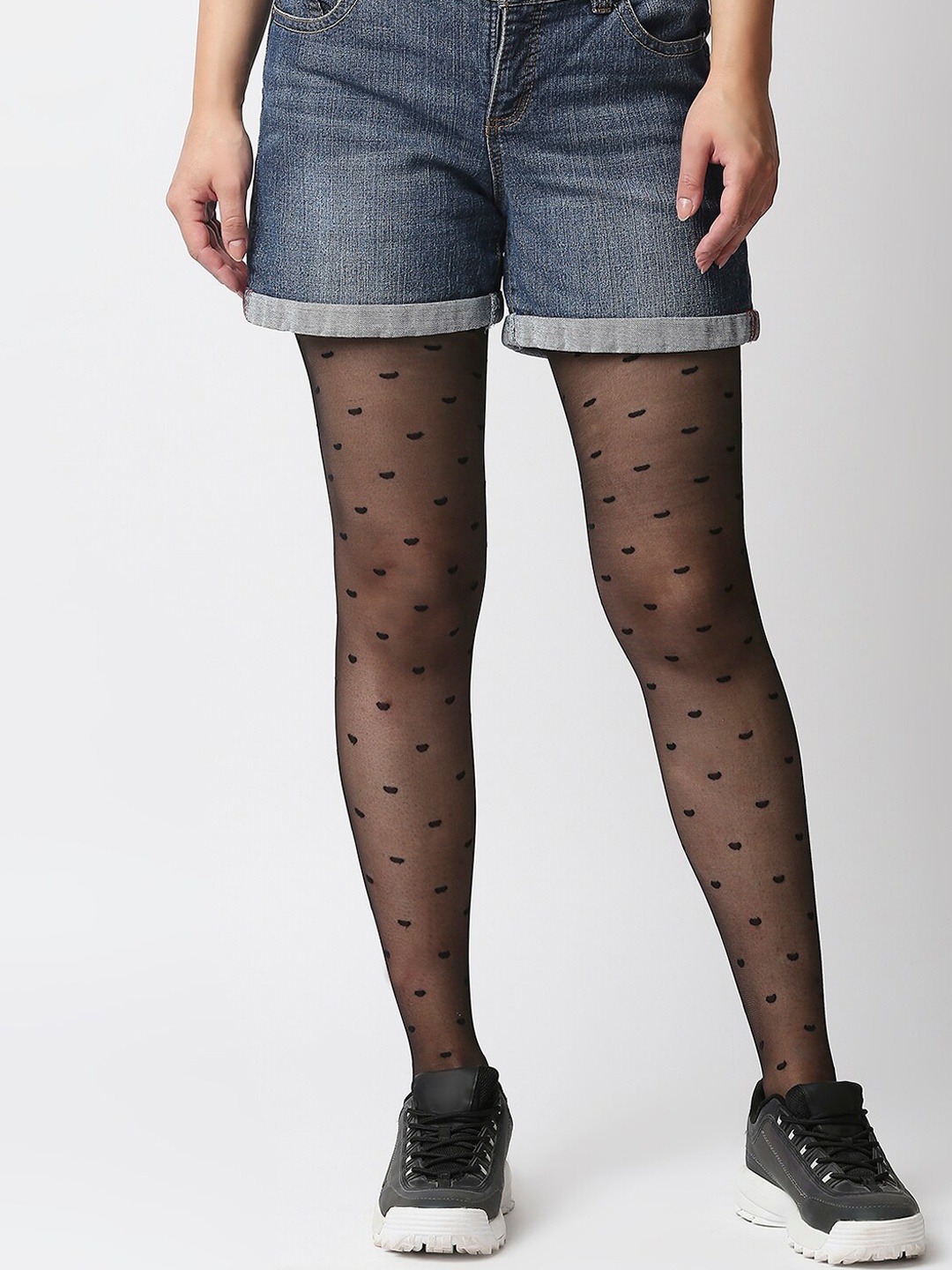 

20Dresses Women Black Patterned Semi Sheer Stockings
