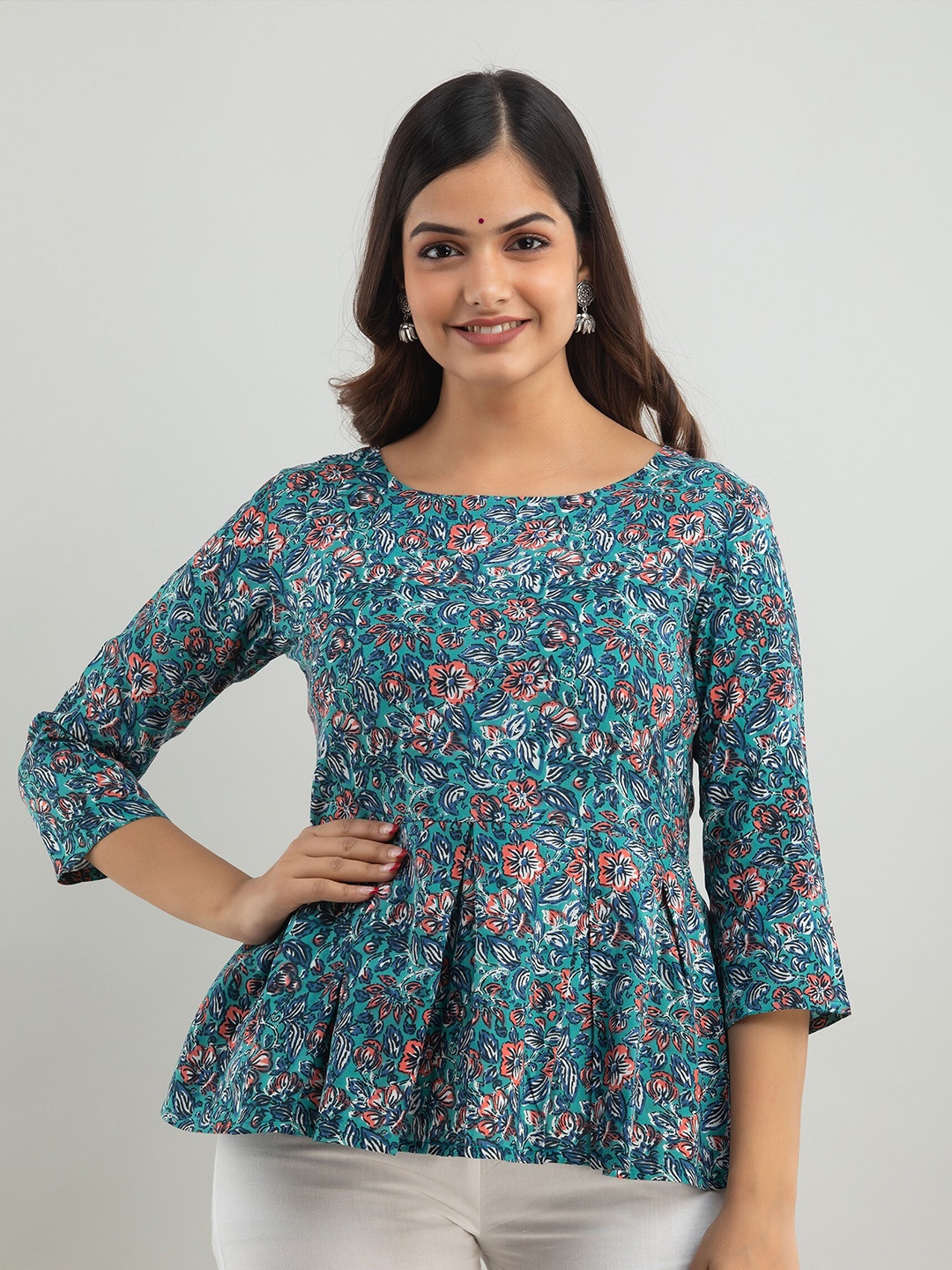 

Women Touch Blue Floral Printed Top