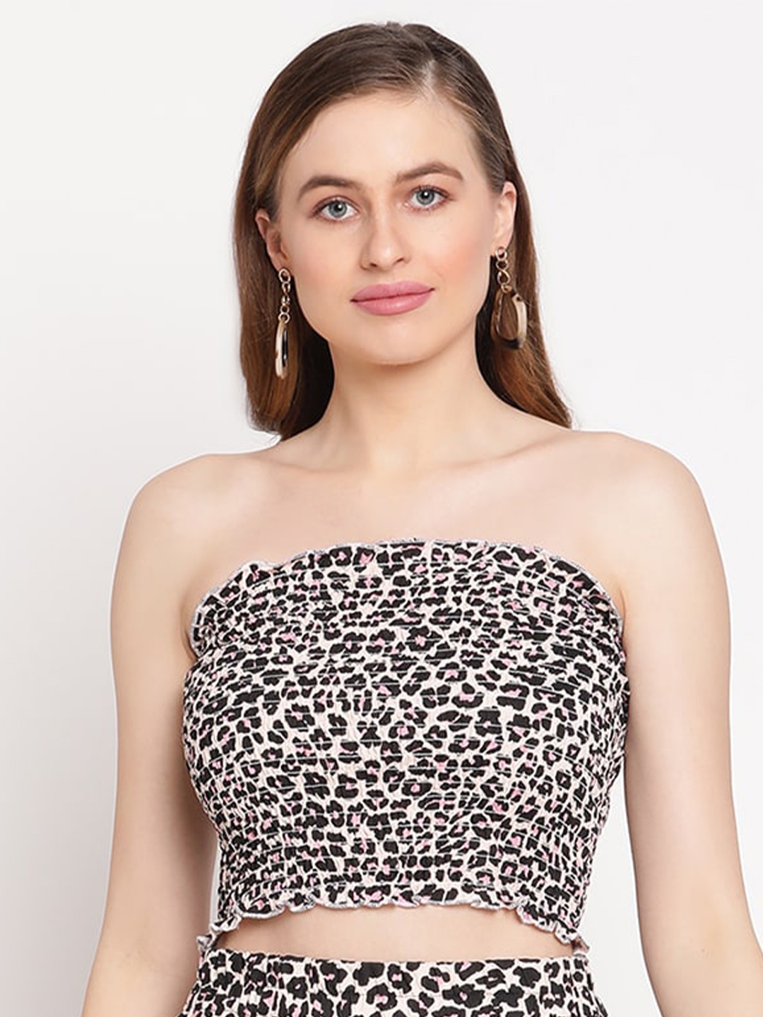 

TAG 7 Women Multicoloured Animal Print Tube Crop Top, Multi