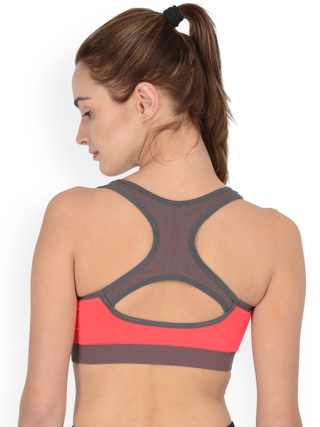 

Da Intimo Red & Grey Colourblocked Front-Open Activewear Sports Bra DIX-51