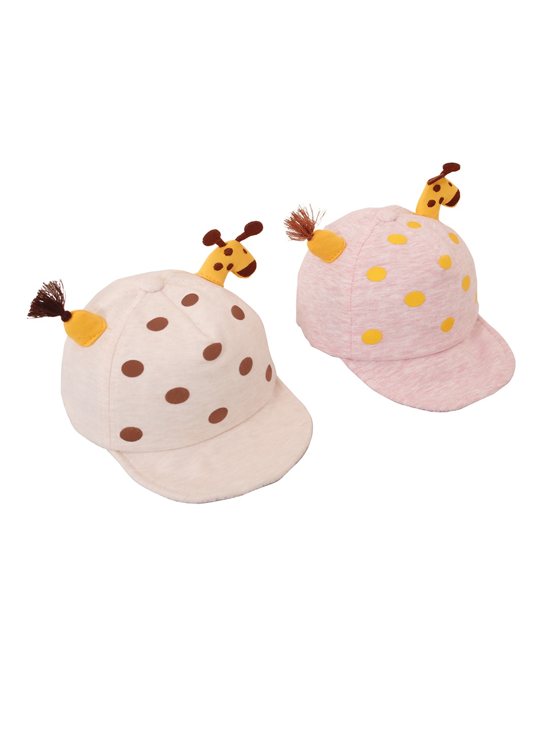 

Baby Moo Unisex Kids Cream-Coloured & Pink Printed Baseball Cap