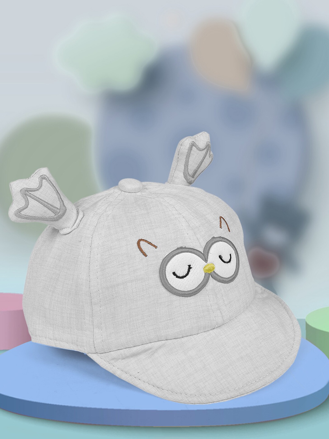 

Baby Moo Kids Grey & White Embroidered Snapback Cap