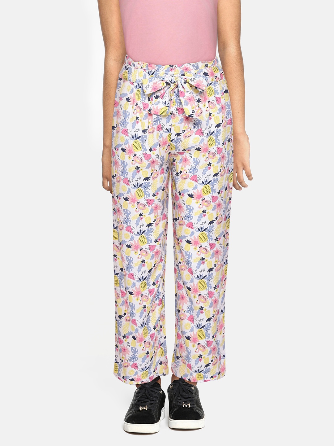 

Allen Solly Junior Girls White & Yellow Printed Trousers
