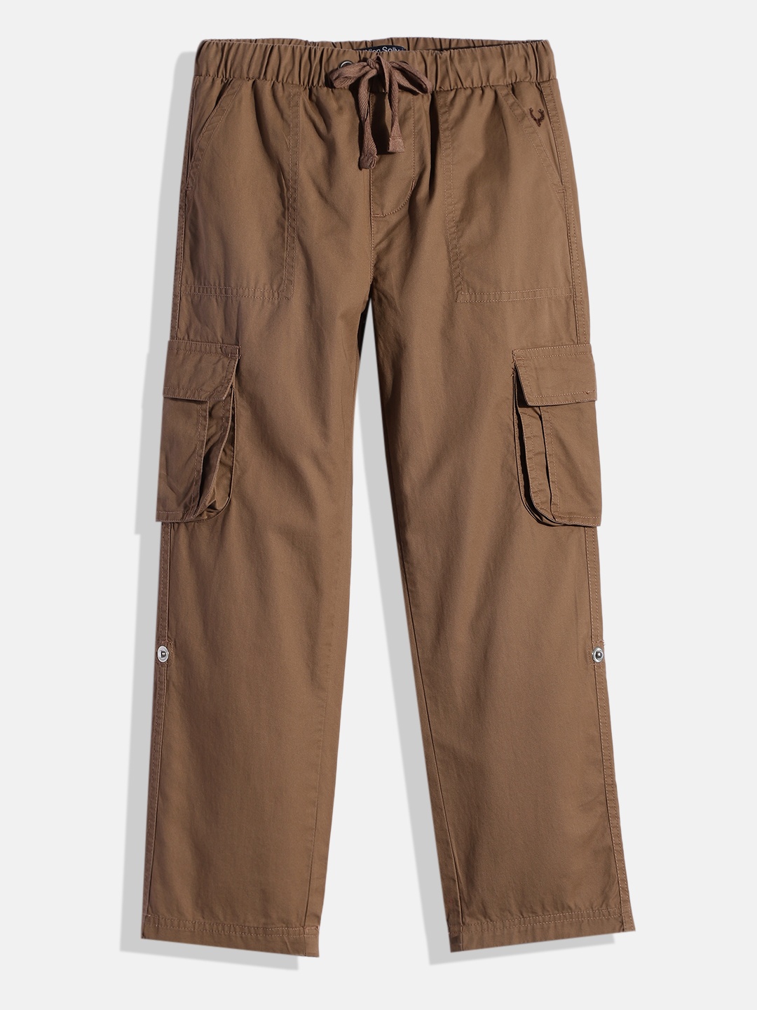 

Allen Solly Junior Boys Khaki Brown Loose Fit Pure Cotton Cargos Trousers