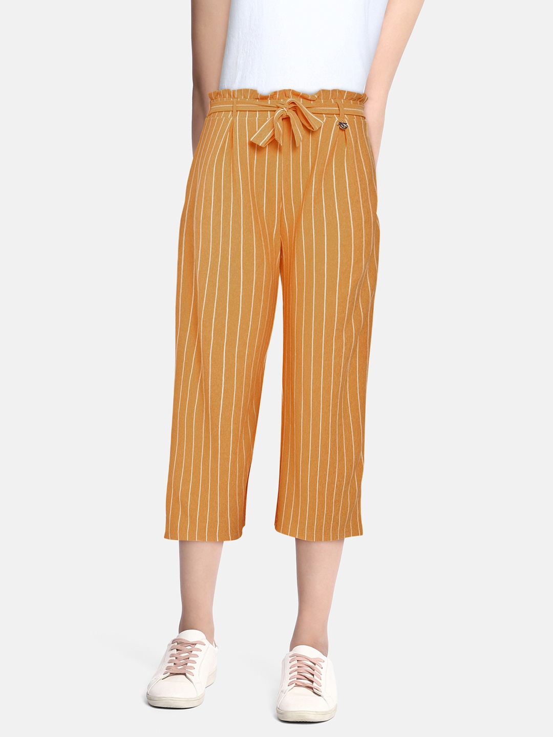 

Allen Solly Junior Girls Yellow Striped Trousers