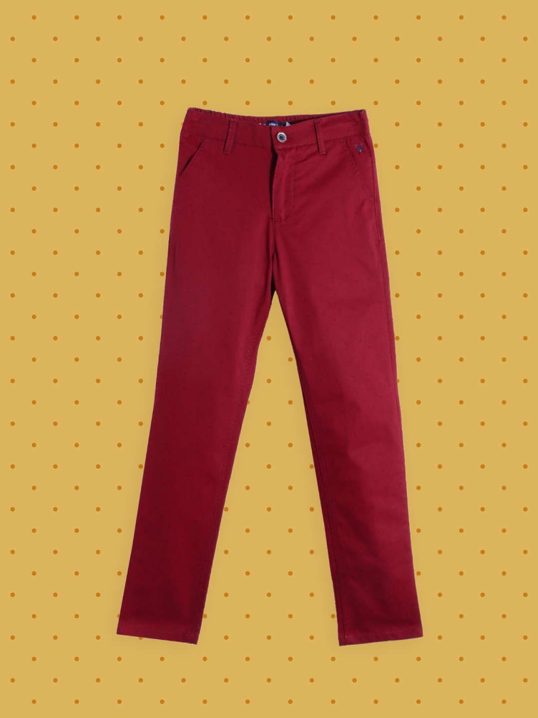 

Allen Solly Junior Boys Maroon & Black Printed Chino Trousers