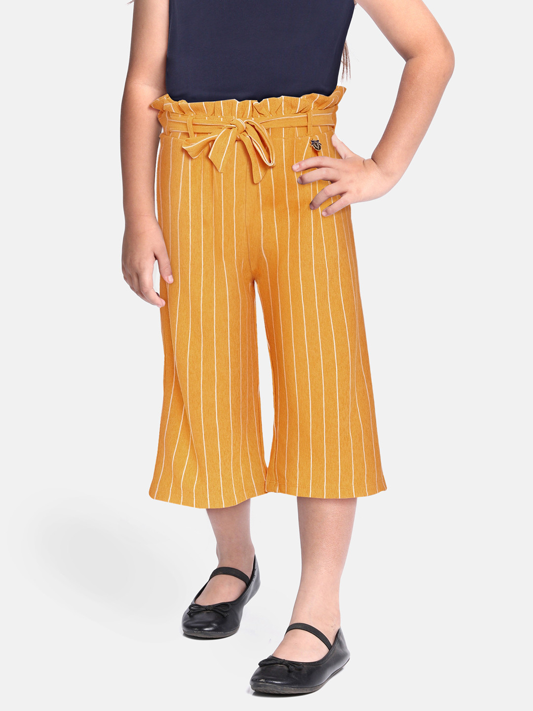 

Allen Solly Junior Girls Yellow Striped Trousers