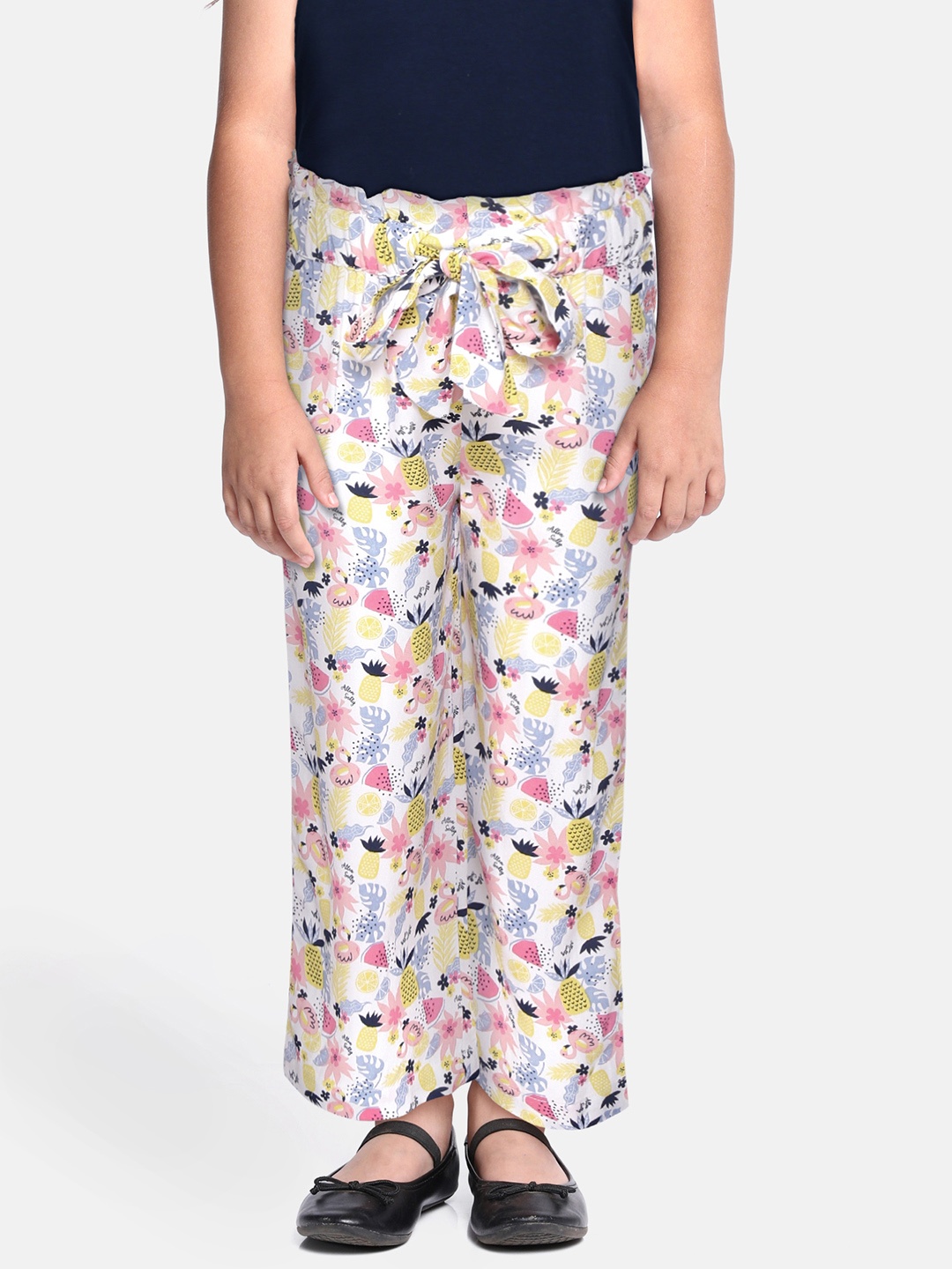 

Allen Solly Junior Girls White & Yellow Printed Trousers