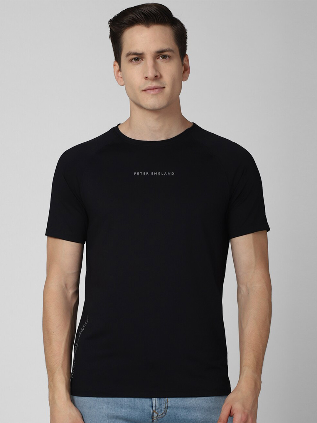 

Peter England Casuals Men Black Typography Slim Fit T-shirt