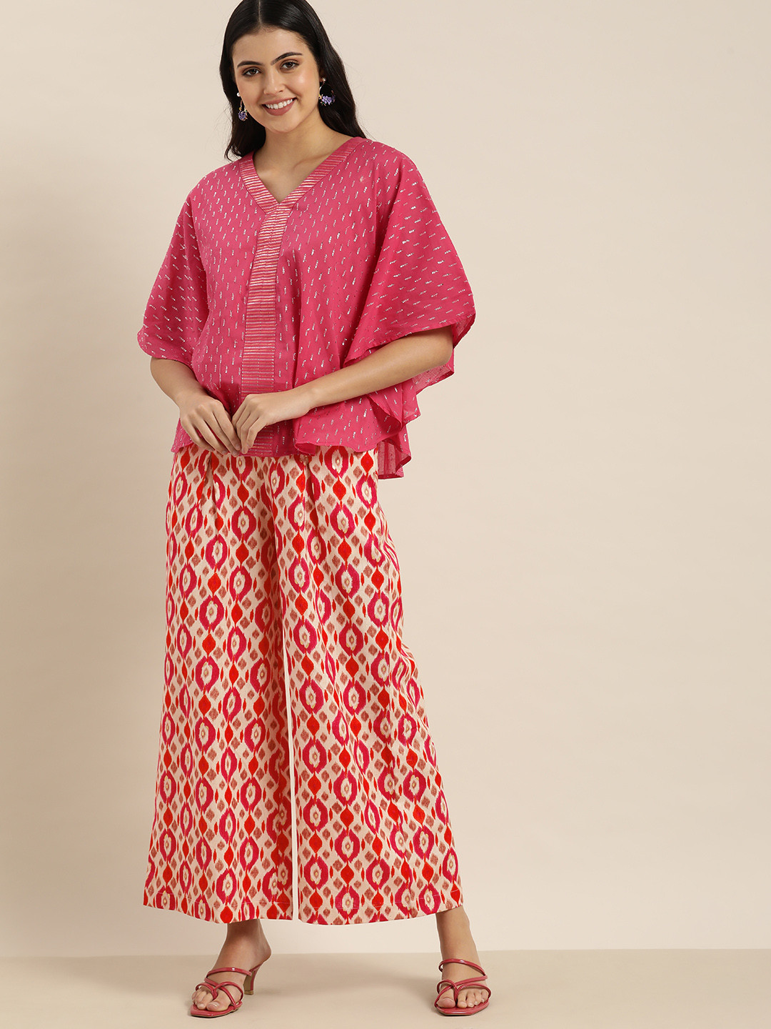 

Sangria Women Red & Beige Cotton Ethnic Motif Printed Palazzos