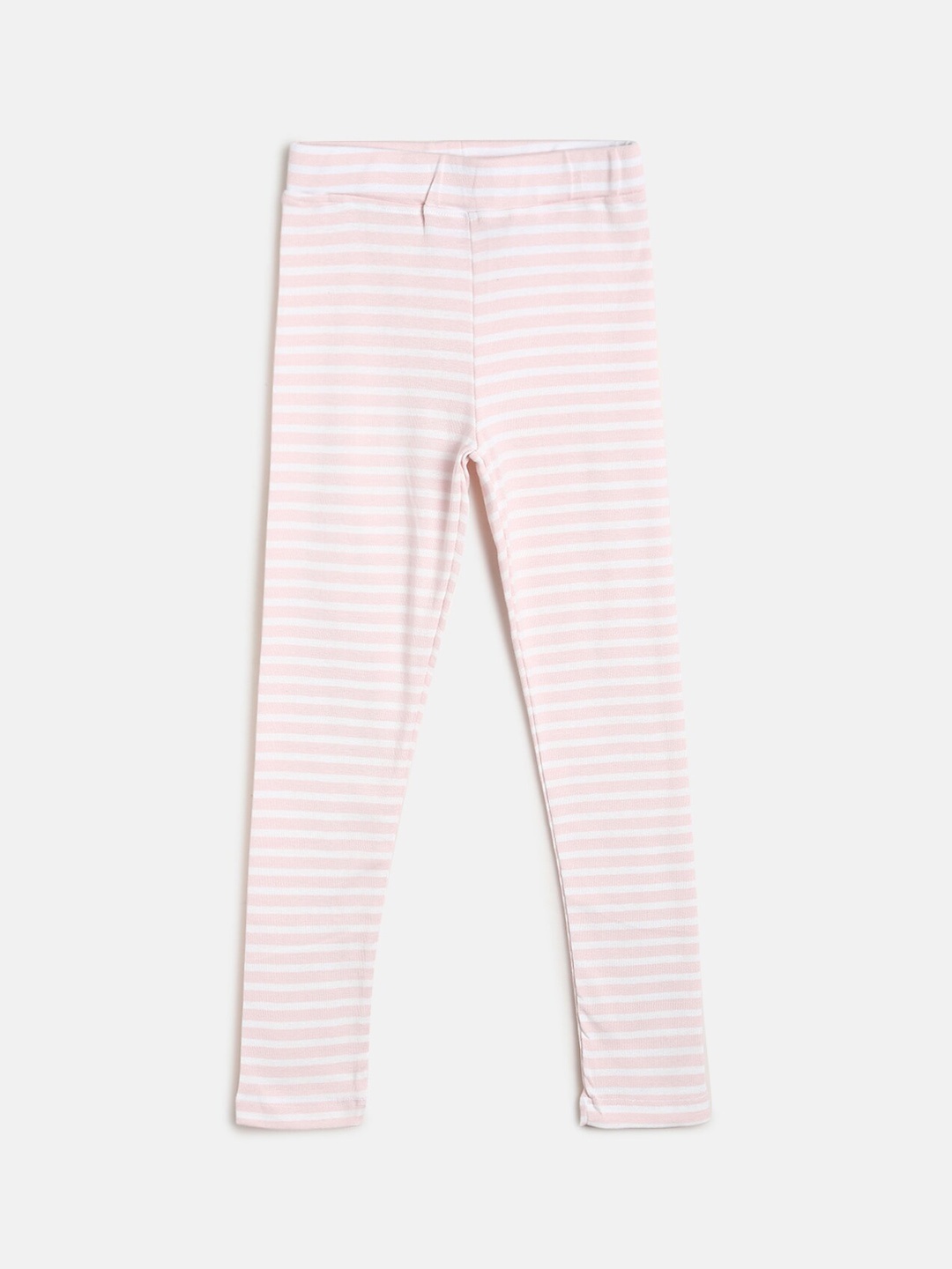 

TALES & STORIES Girls Pink & White Striped Cotton Ankle-Length Leggings