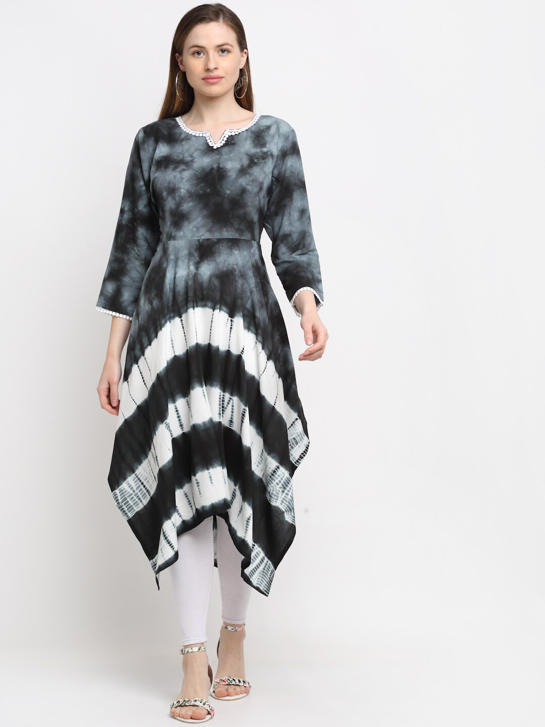 

KALINI Women Black Tie and Dyed A-Line Kurta