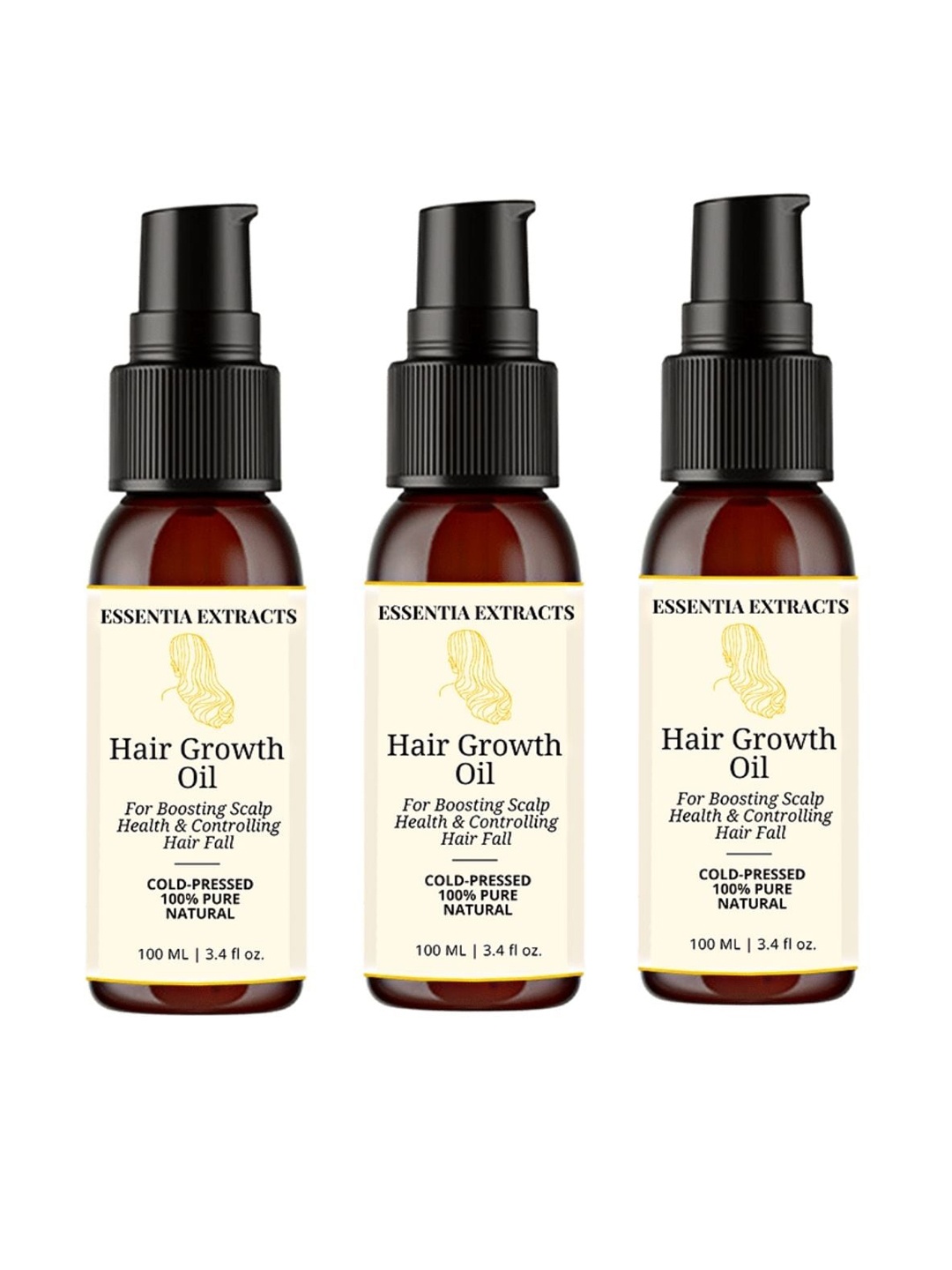 

ESSENTIA EXTRACTS Pack of 3 Hair Growth Oil - 100 ML Each, Yellow