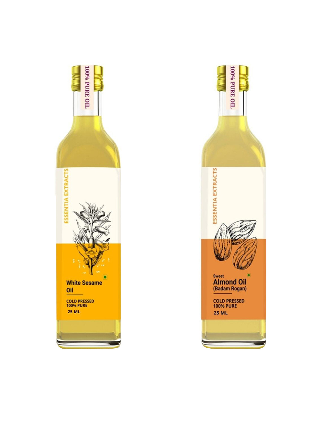 

ESSENTIA EXTRACTS Set of Cold Pressed Almond Oil & Sesame Oil 25 ml each, White