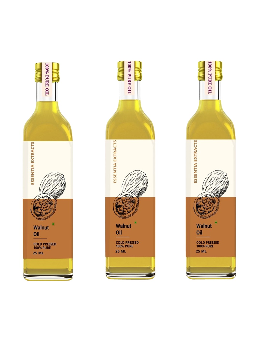 

ESSENTIA EXTRACTS Set of 3 Cold Pressed Walnut Oil 25 ml each, White