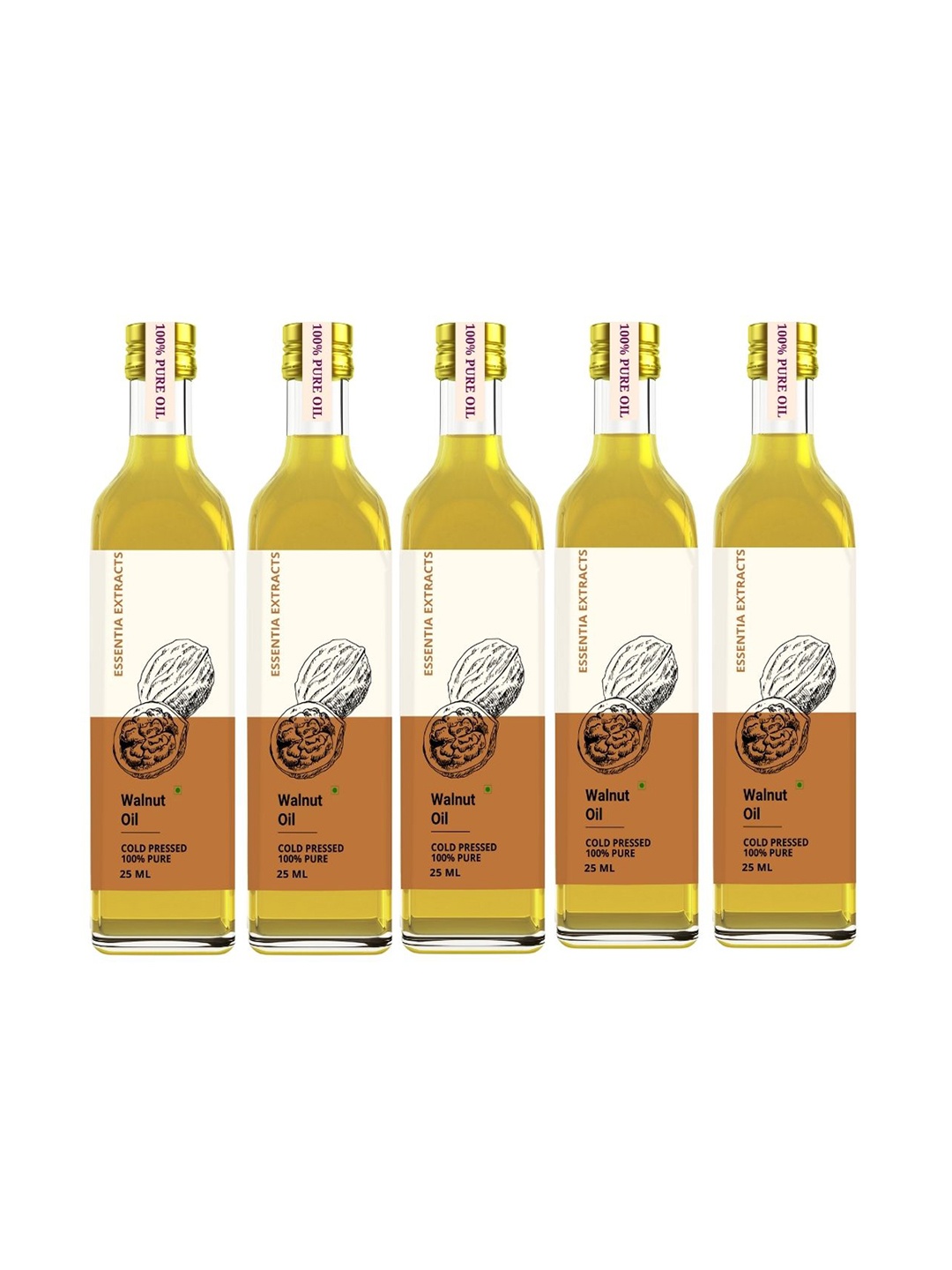 

ESSENTIA EXTRACTS Set of 5 Cold Pressed Extra Virgin Walnut Oils - 25 ml each, White