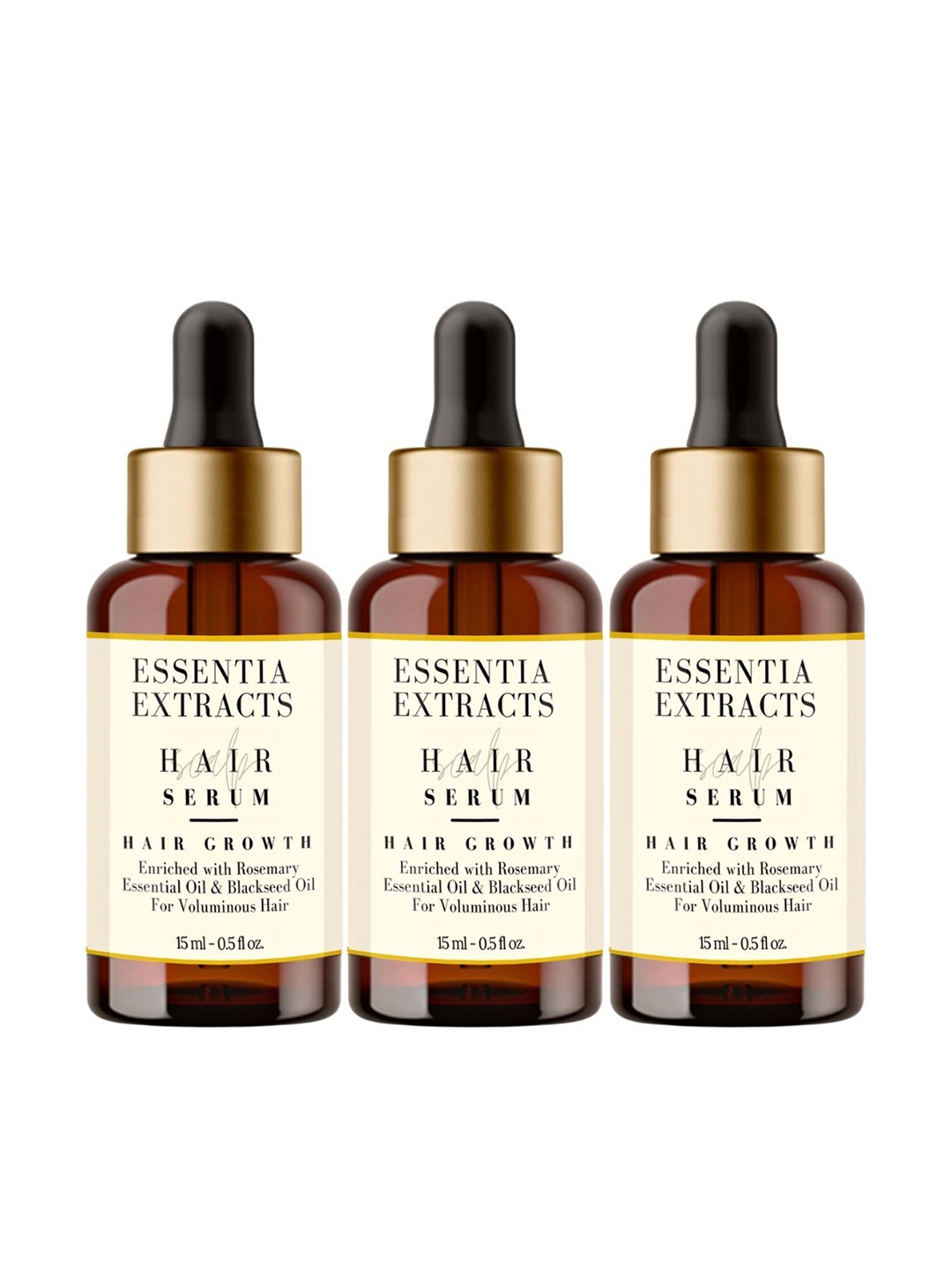 

ESSENTIA EXTRACTS Set of 3 Hair Growth Serum for Voluminous Hair - 15 ml Each, Brown