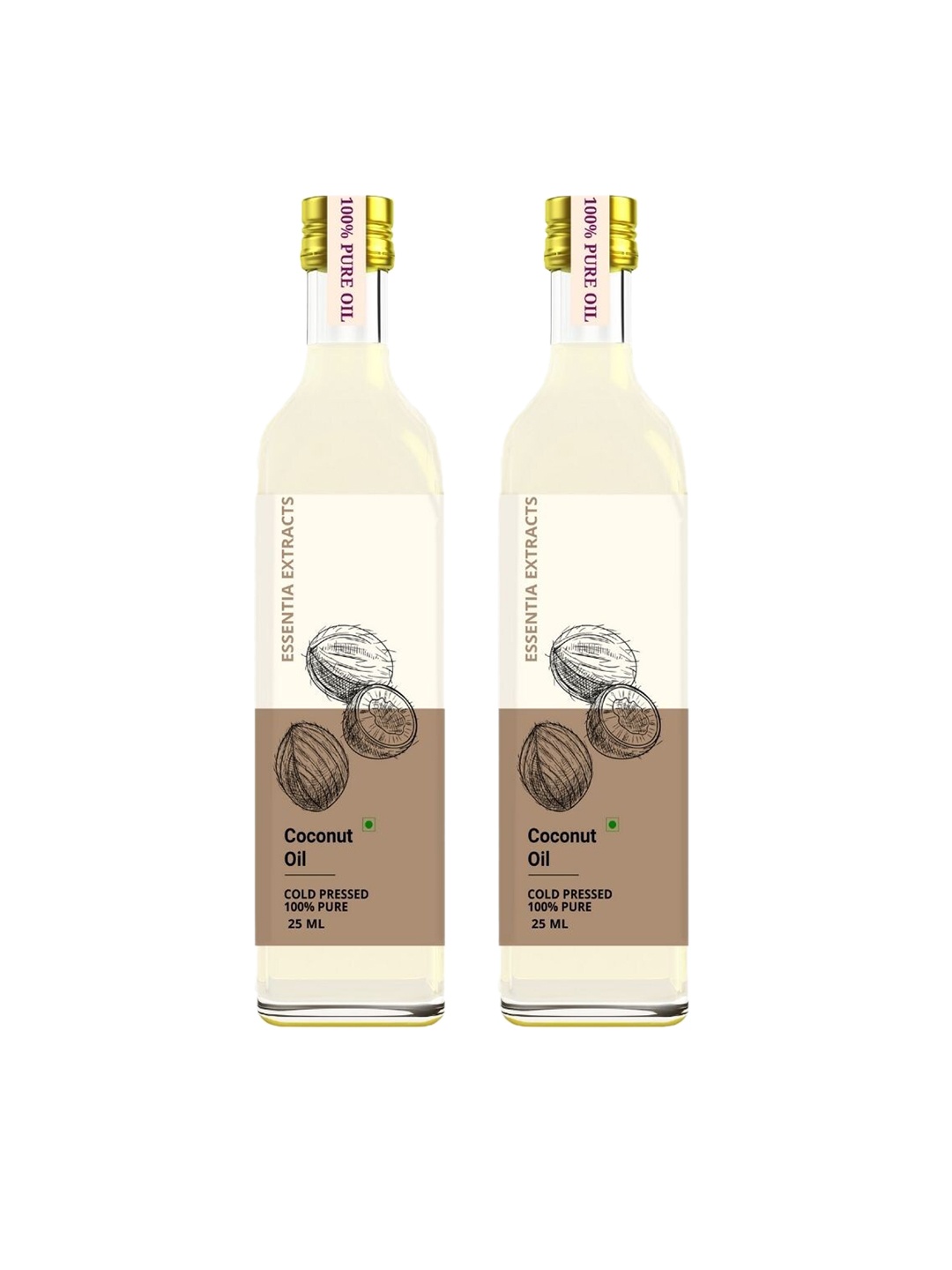 

ESSENTIA EXTRACTS Set of 2 Cold Pressed Extra Virgin Coconut Oils - 25 ml each, White