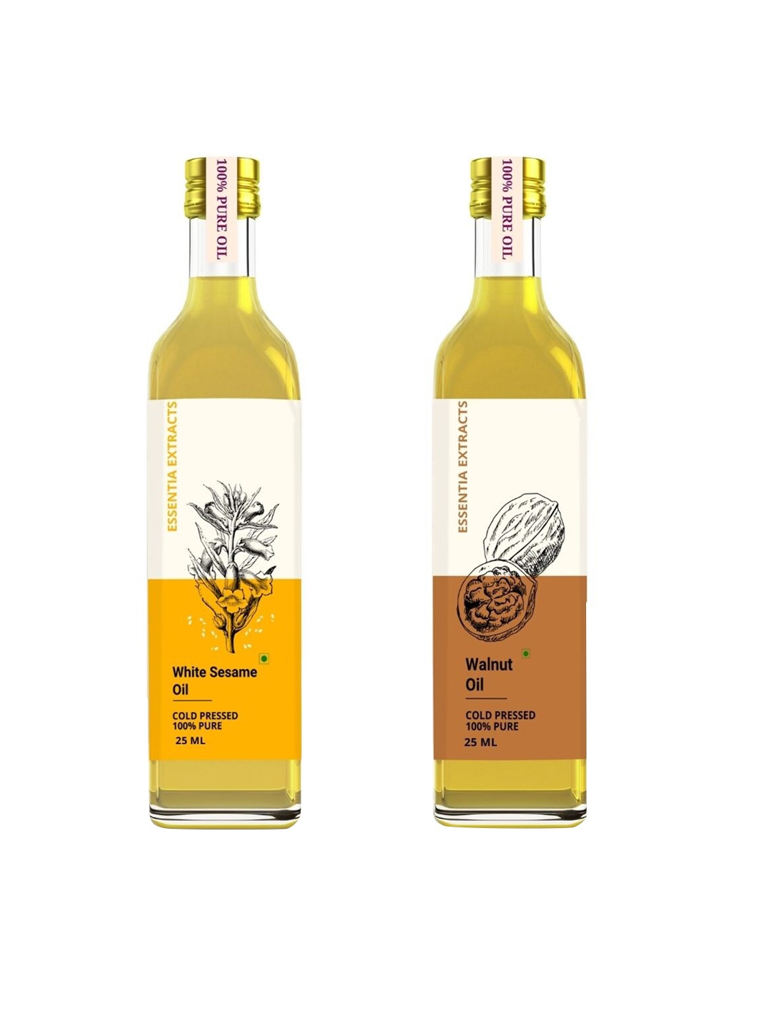 

ESSENTIA EXTRACTS Set of 2 Cold Pressed Oils - Walnut & Almond - 25 ml each, White