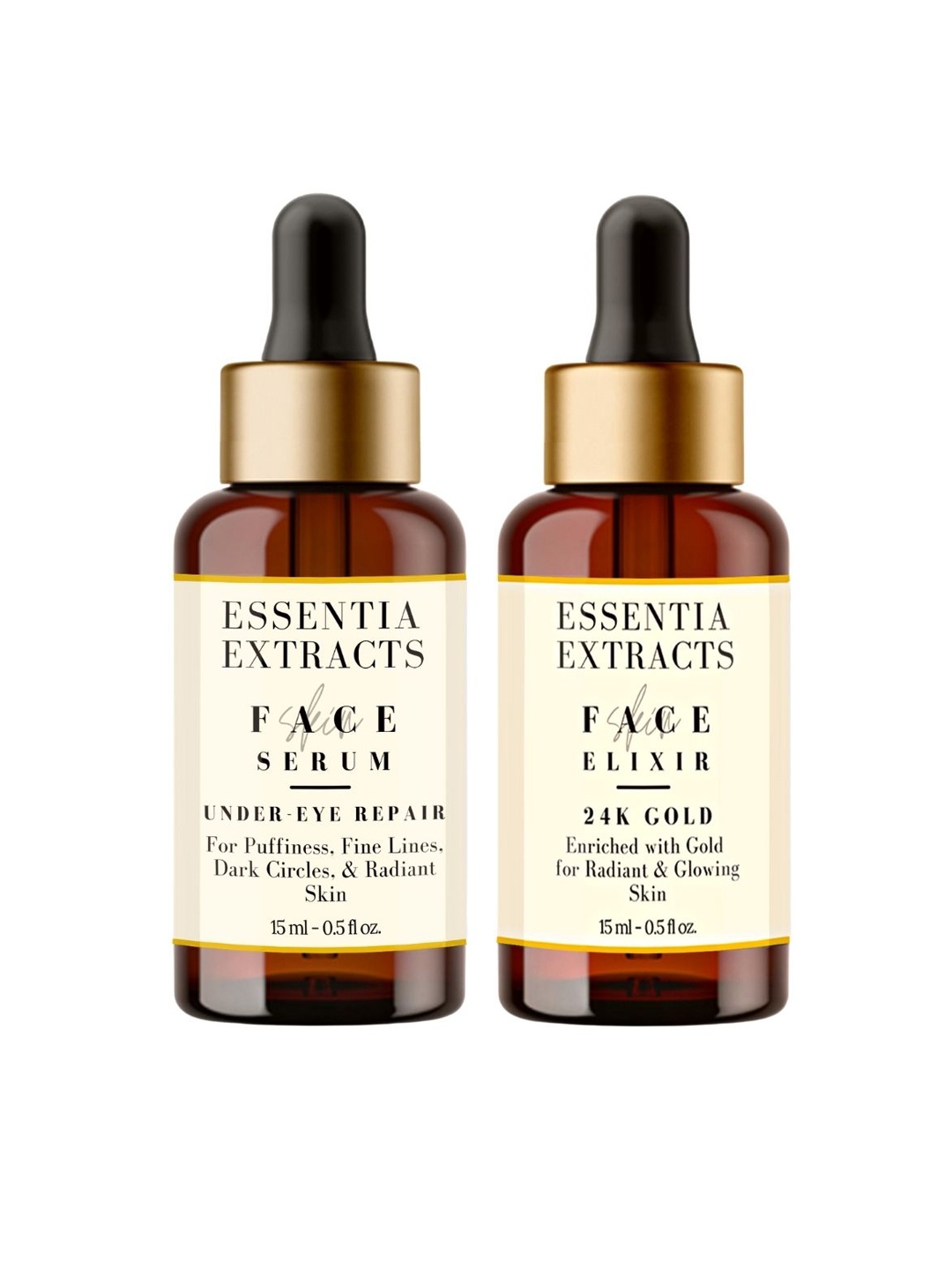 

ESSENTIA EXTRACTS Set of Under Eye Repair Serum & 24K Gold Face Serum - 15 ml each, Off white