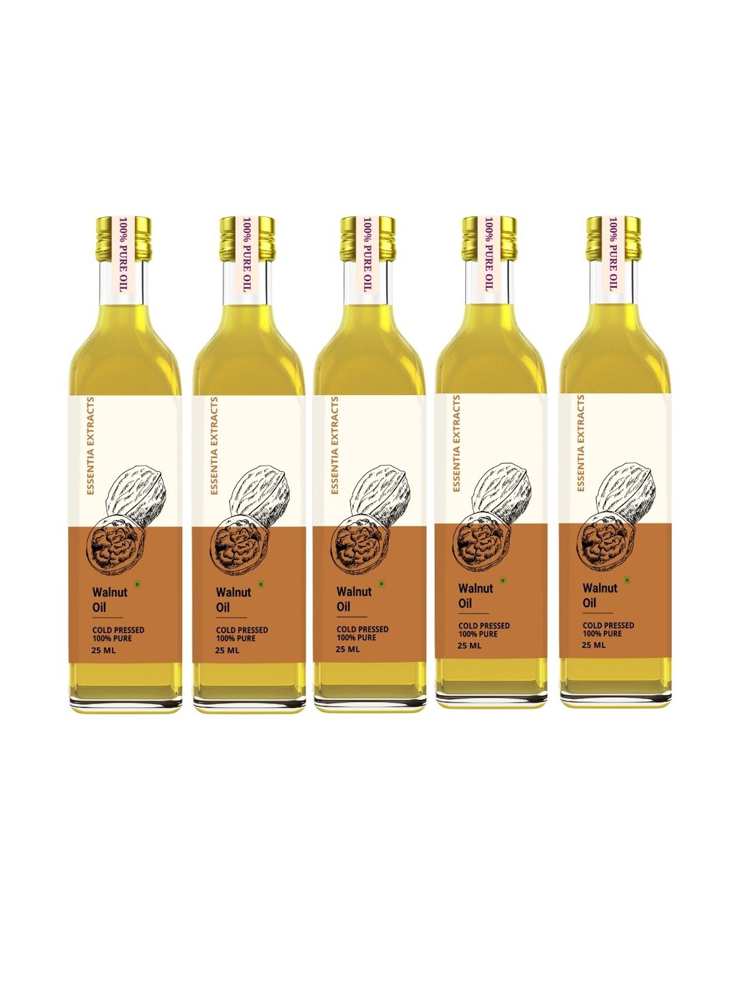 

ESSENTIA EXTRACTS Set of 5 Cold Pressed Extra Virgin Walnut Oils - 25 ml each, White
